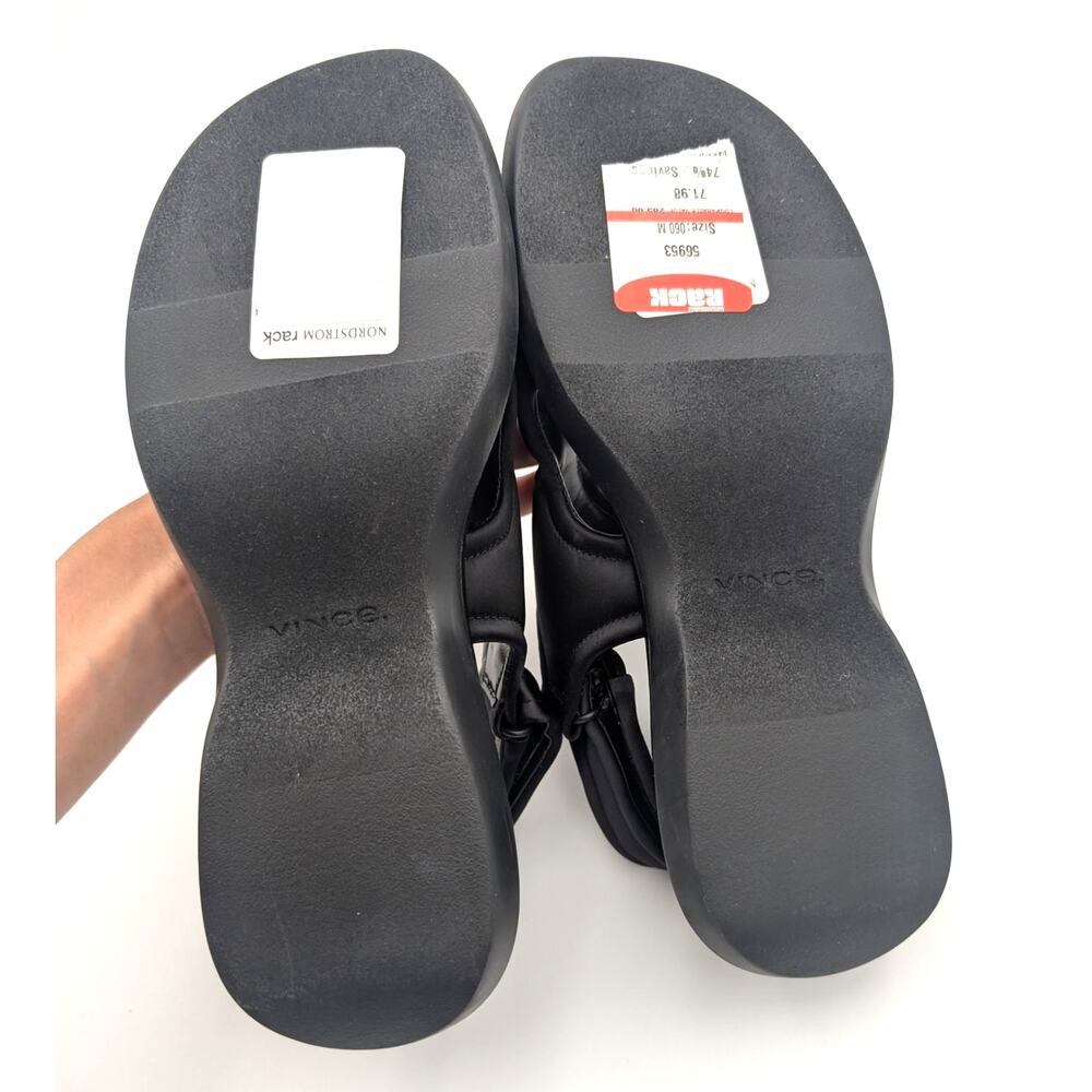 Vince Fresca Strappy Sandal Hook & Loop Open Toe Women's Black Size US6 EU36 - Picture 8 of 12